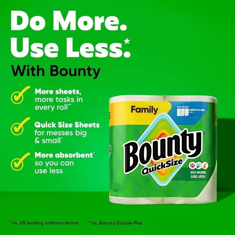 Good Paper Towels Quick Size, White, 16 Family Rolls = 40 Regular Rolls (Packaging May Vary)