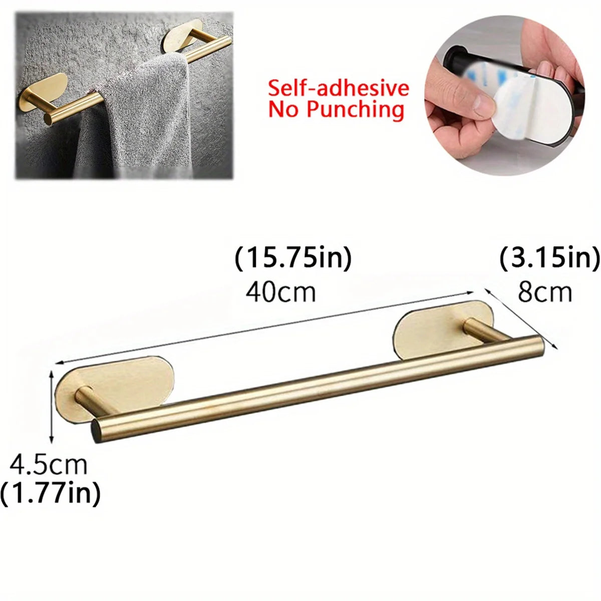 Towel Racks for Bathroom,Adhesive Towel Bar,Hand Towel Holder,Kitchen Towel Holder,No Drill Towel Holder,Bathroom accessories