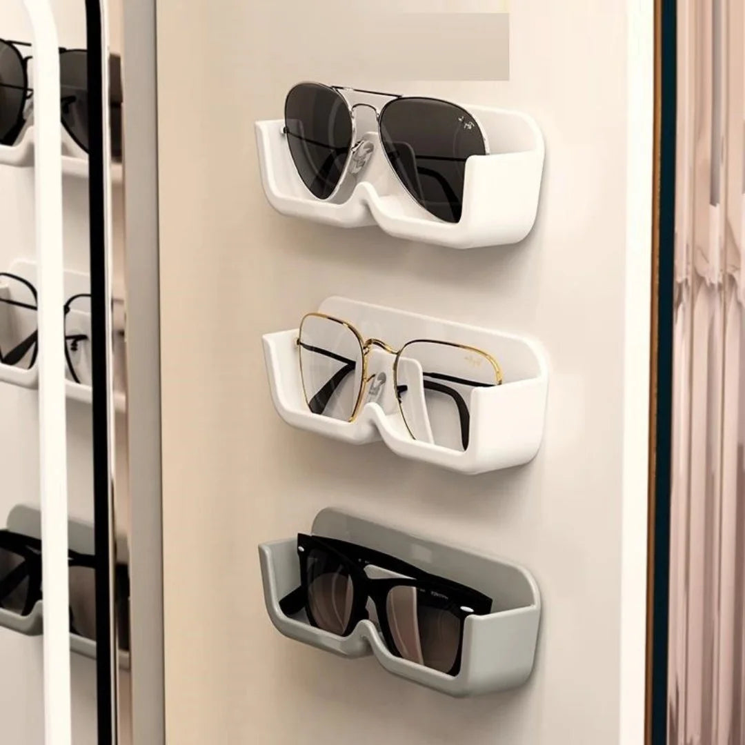 Wall mounted eyeglass frames, storage racks for sunglasses and reading glasses, and wall mounted storage racks without drilling at bedroom and bathroom entrances to save space (3 pieces)