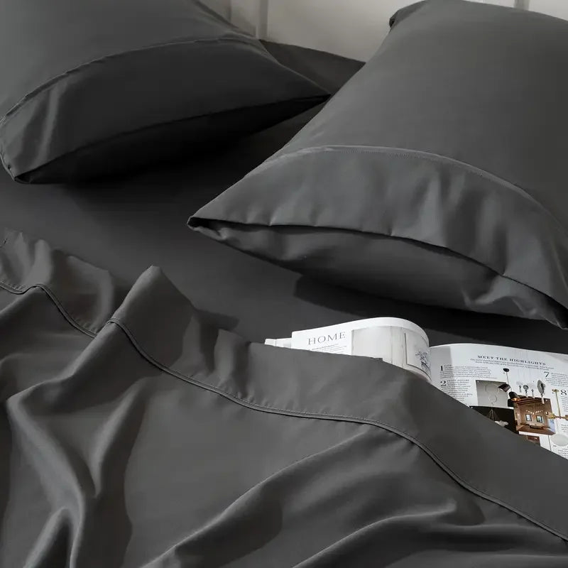 4pcs/6pcs Bamboo Cooling Sheet Set -Breathable And Comfortable - Fit for Hot Sleepers