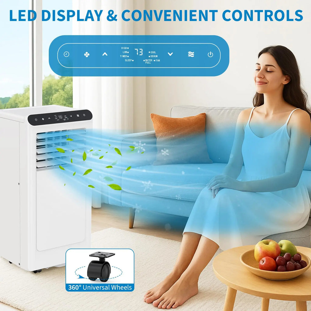 8000 BTU Portable Air Conditioners, 3 in 1 Smart Compact AC Unit, Personal Room Cooler, fan, Dehumidifier, Window Kit, Easy Mobility, for Home & Office up to 350 Sq.Ft.