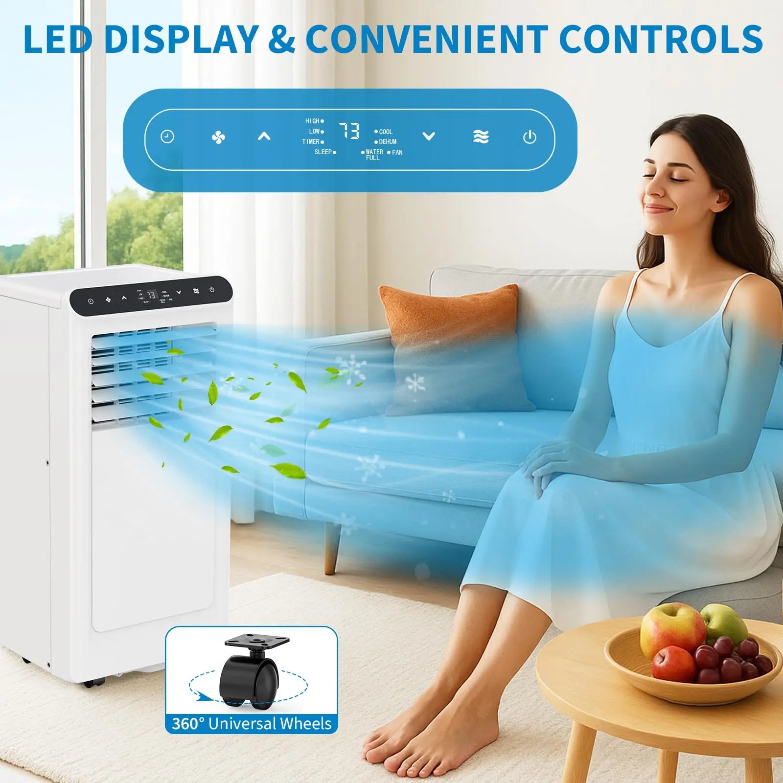 8000 BTU Portable Air Conditioners, 3 in 1 Smart Compact AC Unit, Personal Room Cooler, fan, Dehumidifier, Window Kit, Easy Mobility, for Home & Office up to 350 Sq.Ft.