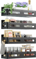 Seven Blue 4-Piece Magnetic Spice Refrigerator Rack with Hooks, Black  Rugged multi-purpose magnetic rack for kitchen and bathroom organization. Includes 4 removable hooks for hanging items.