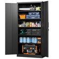 Metal Garage Storage Cabinets with Lock-72 Tall Tool Organizer Steel Lockers, 5 Adjustable Layers Shelves for Home, Office