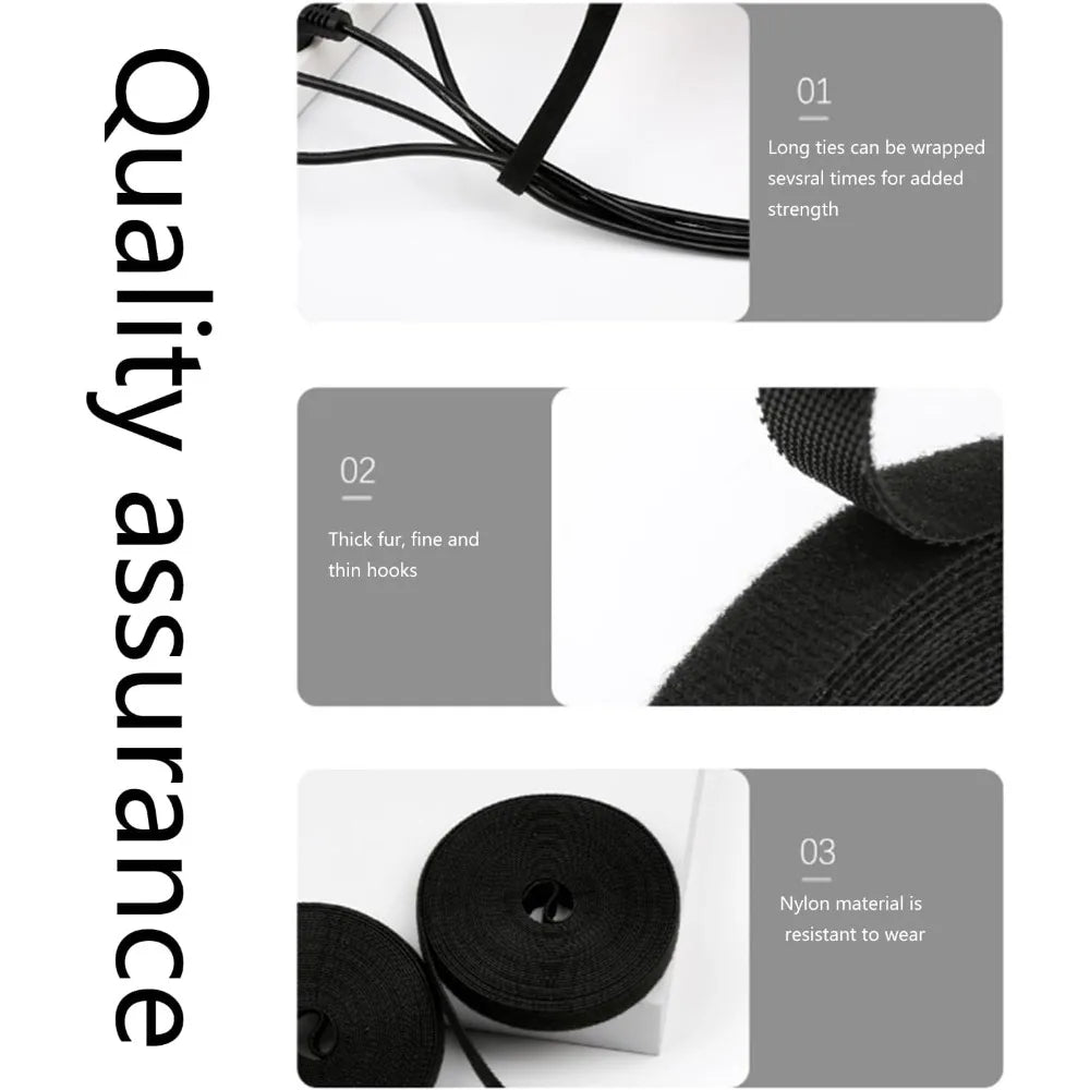 Reusable Hook and Loop Cable Tie Adjustable Fastening Straps for Wire Management Organizer