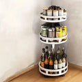 360-Degree Rotating Kitchen Organizer - Metal Spice Rack Featuring Storage Containers  Available in Double Or Triple
