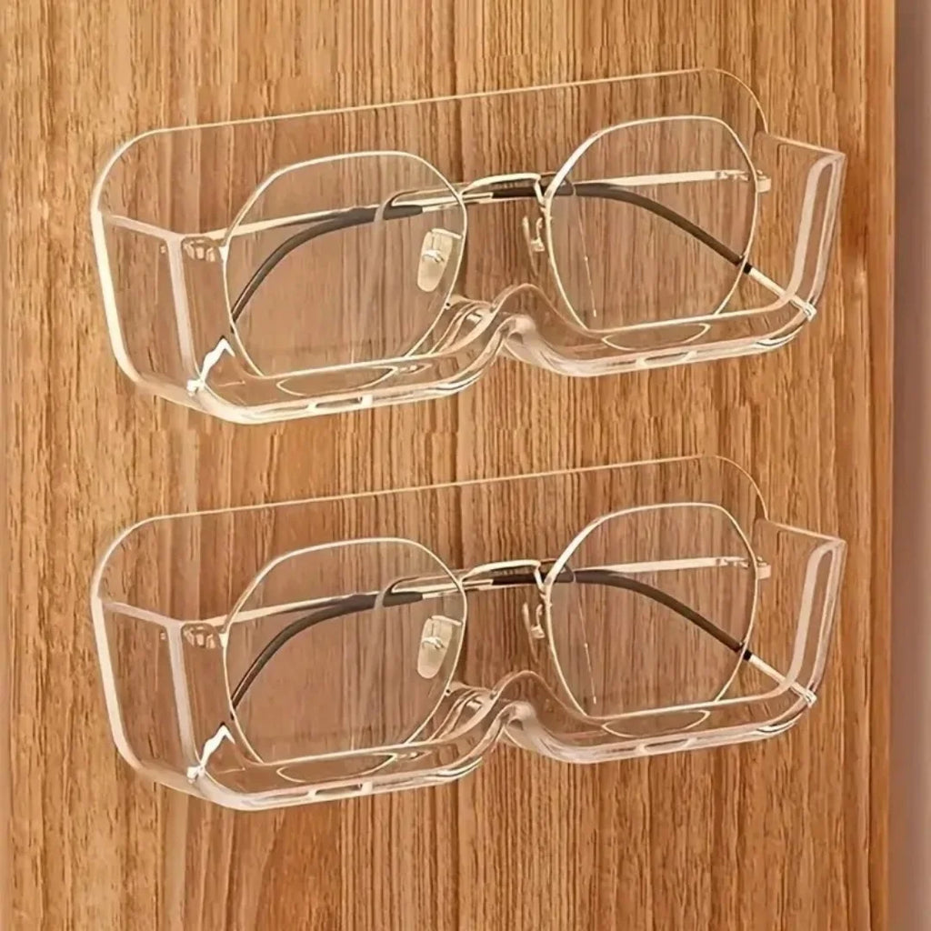 3pcs Wall-Mounted Glasses Holder Stand - Adhesive Eyeglasses Organizer for Nightstand, Reading Glasses, and Sunglasses - Clear