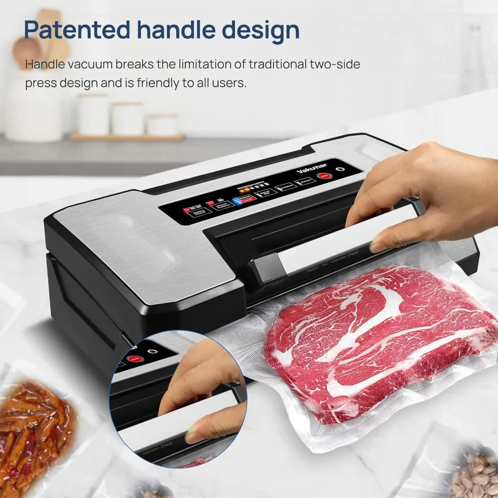 Hot Sale,Liquid Vacuum Sealer Machine, 90Kpa, LED Indicator Light, Handle Locked Design, Built-in Cutter And Bag Storage