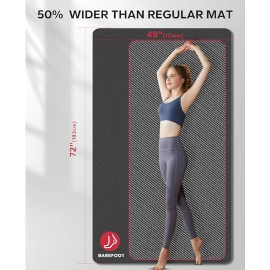 Extra Large Yoga Mat - 72"x48"x6mm 1/4 inch,Non-Slip, Durable, Thick Wide Exercise Mat for Home Workouts, Yoga, Pilates, Stretching