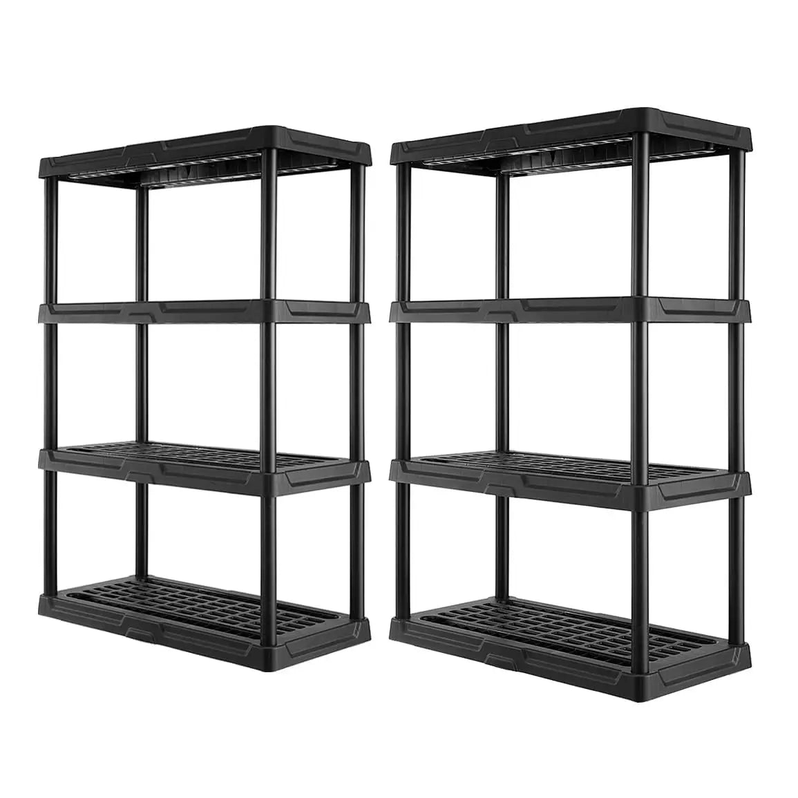CENTREX CX 4-Tier Heavy Duty Plastic Storage Shelves 150lbs Capacity Per Shelf Black Weather-Resistant Easy Assembly Garage Kitchen