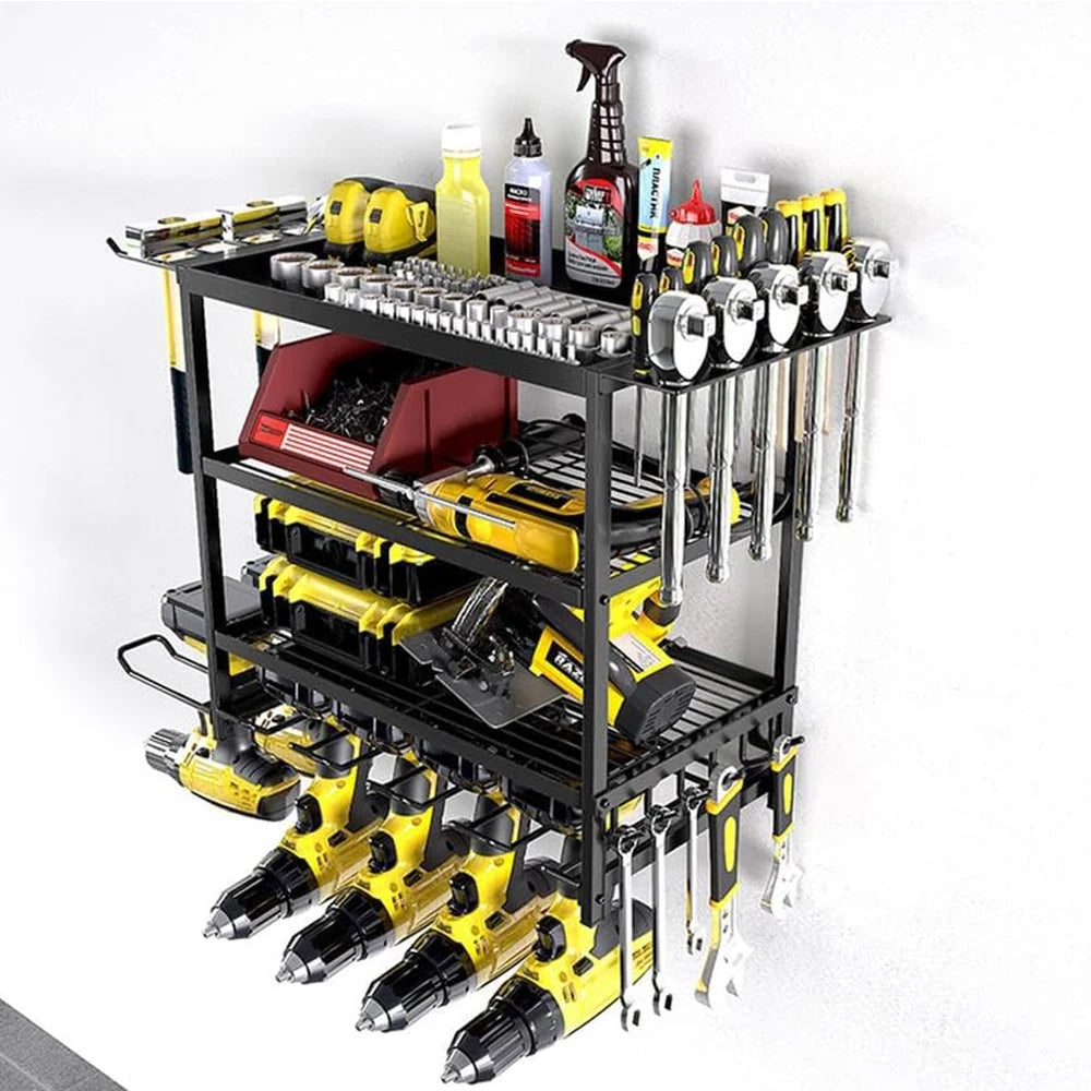 4 Layer Wall Mounted Heavy Duty Garage Tool Organizers and Storage Rack Metal Tool Organizer for Garage Workshop