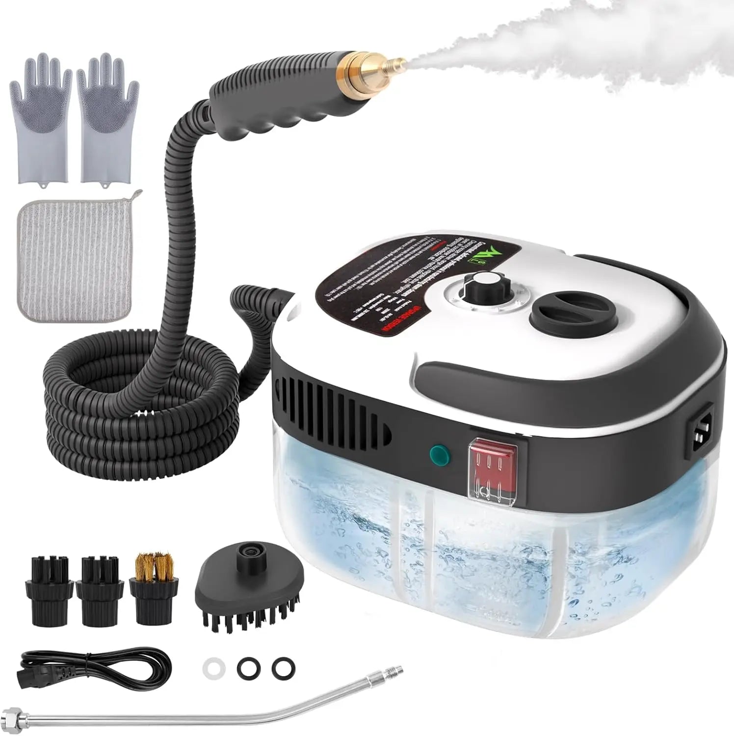 Portable Steam Cleaner, 2500W High Temp Handheld for Couch, Auto, Floor Cleaning (White)