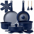 18Piece Ceramic Pots and Pans Set Non Stick, Non Toxic Cookware Set with Removable Handles, Pot Sets for Cooking, Induction Ready