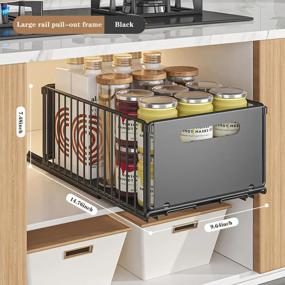 2PCS Pull Out Cabinet Organizer Under Sink Organizer Slide Out Drawers Pantry Shelves Drawer Storage for Kitchen Cabinet