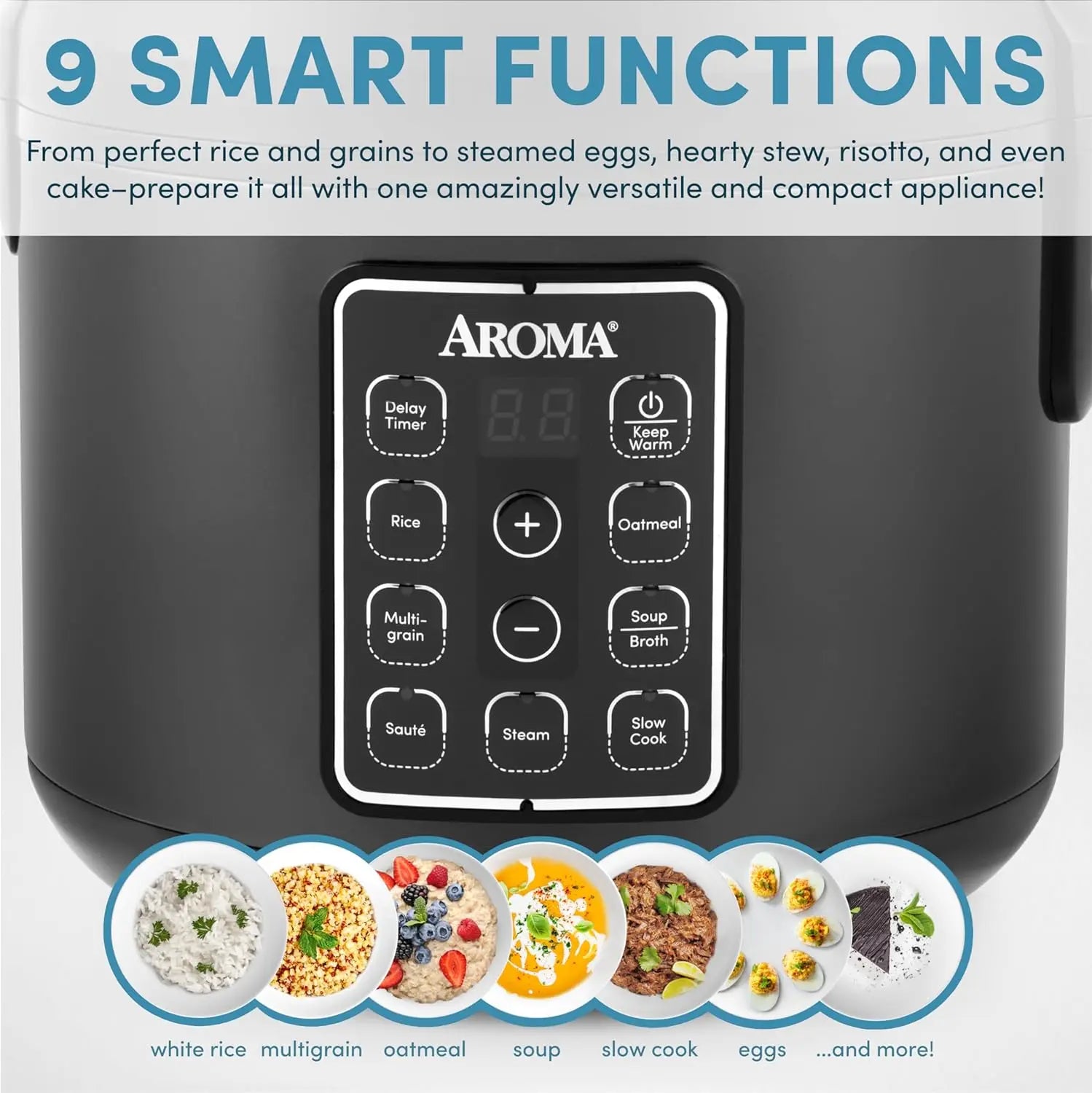 Digital Rice Cooker, Multi cooker, 6-Cup (Uncooked) / 12-Cup (Cooked), Steamer, Slow Cooker, Oatmeal