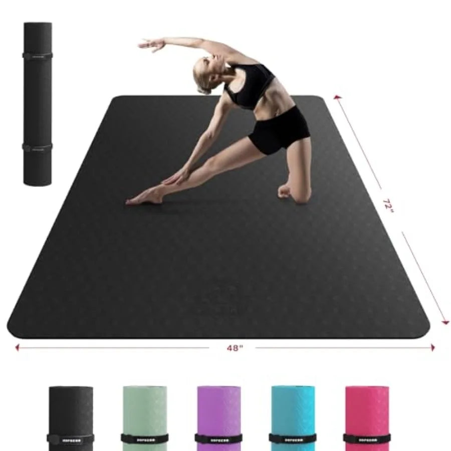 Extra Large Yoga Mat - 72"x48"x6mm 1/4 inch,Non-Slip, Durable, Thick Wide Exercise Mat for Home Workouts, Yoga, Pilates, Stretching
