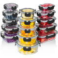 30 Glass Food Storage Containers with Lids - Reusable Meal Prep Containers or Lunch and Leftovers - Airtight & Leakproof Snap Lock