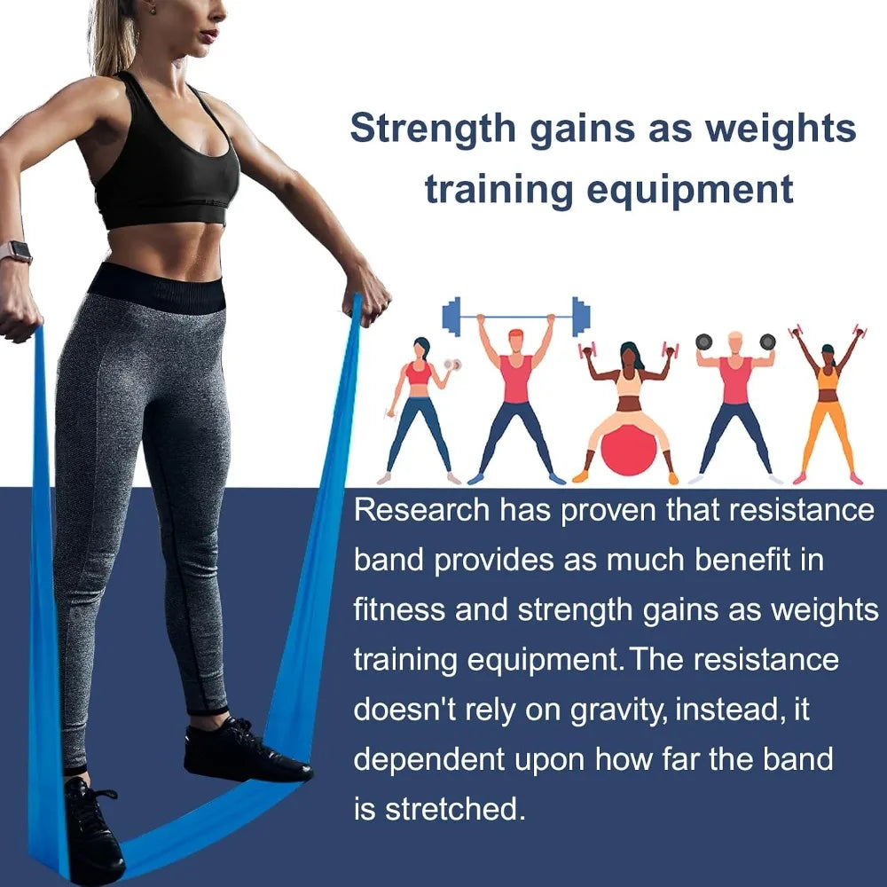 Long Elastic Resistance Bands for Physical Therapy Yoga Pilates Rehabilitation Home Gym Workouts Strength Training Professional Exercise Fitness Stretch Band Non-Latex