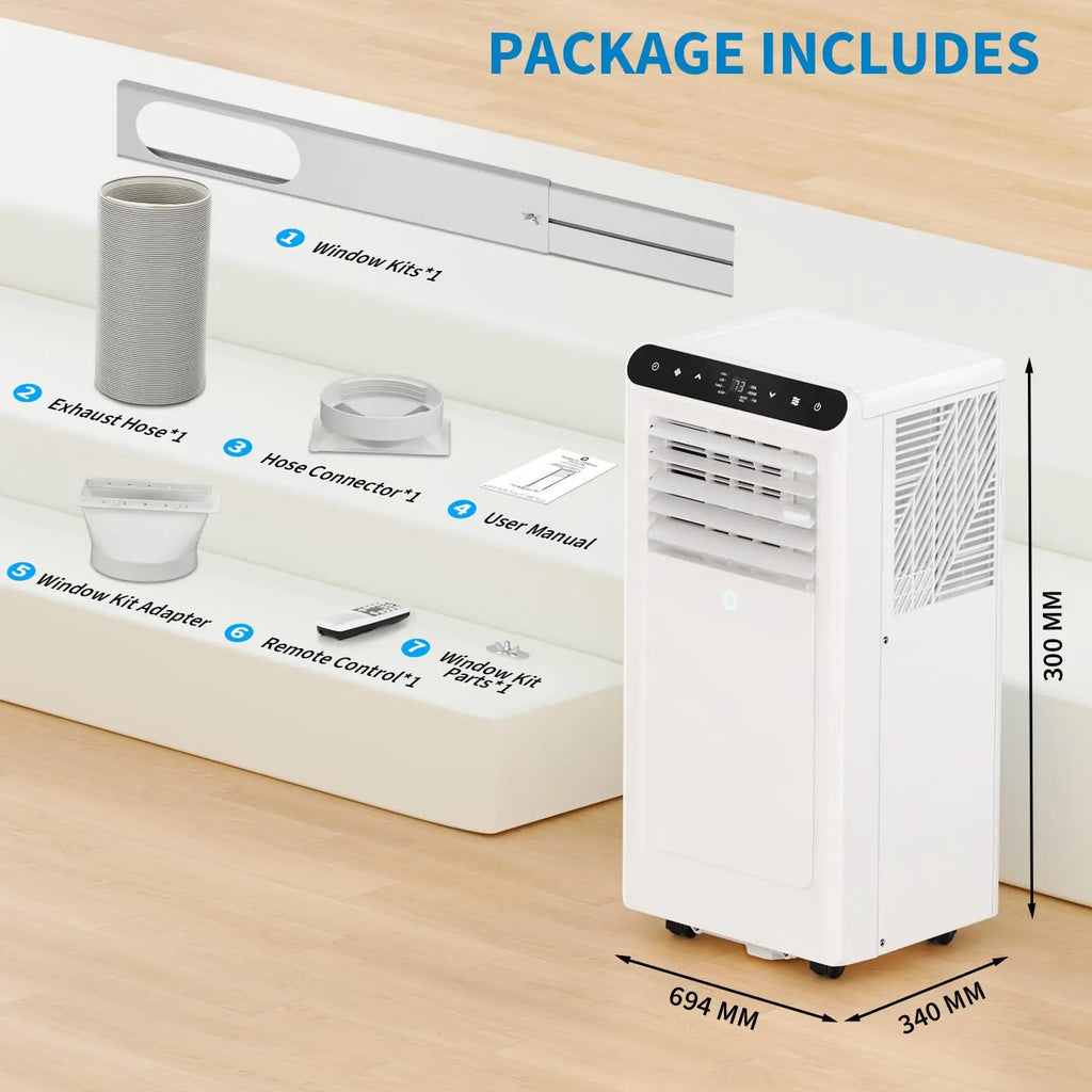 8000 BTU Portable Air Conditioners, 3 in 1 Smart Compact AC Unit, Personal Room Cooler, fan, Dehumidifier, Window Kit, Easy Mobility, for Home & Office up to 350 Sq.Ft.