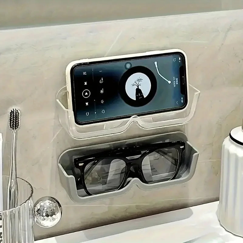 3pcs Wall-Mounted Glasses Holder Stand - Adhesive Eyeglasses Organizer for Nightstand, Reading Glasses, and Sunglasses - Clear