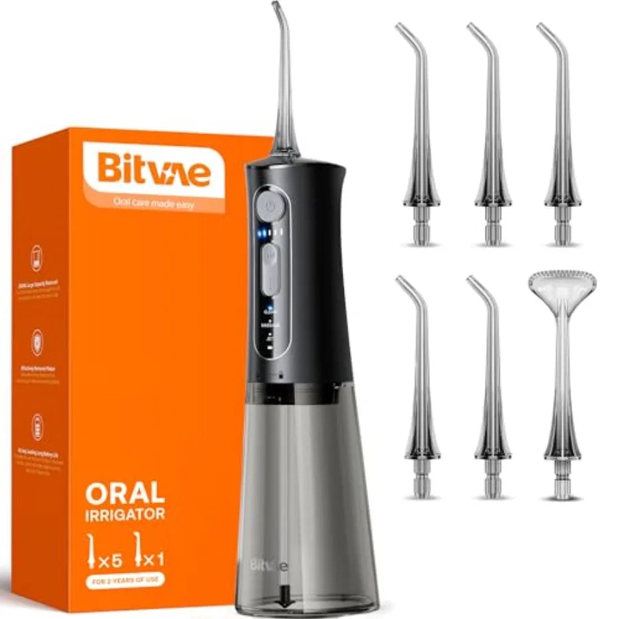 Water Dental Flosser for Teeth, Cordless Water Teeth Cleaner Picks, 3 Modes 5 Intensities, IPX7 Waterproof, Rechargeable Water