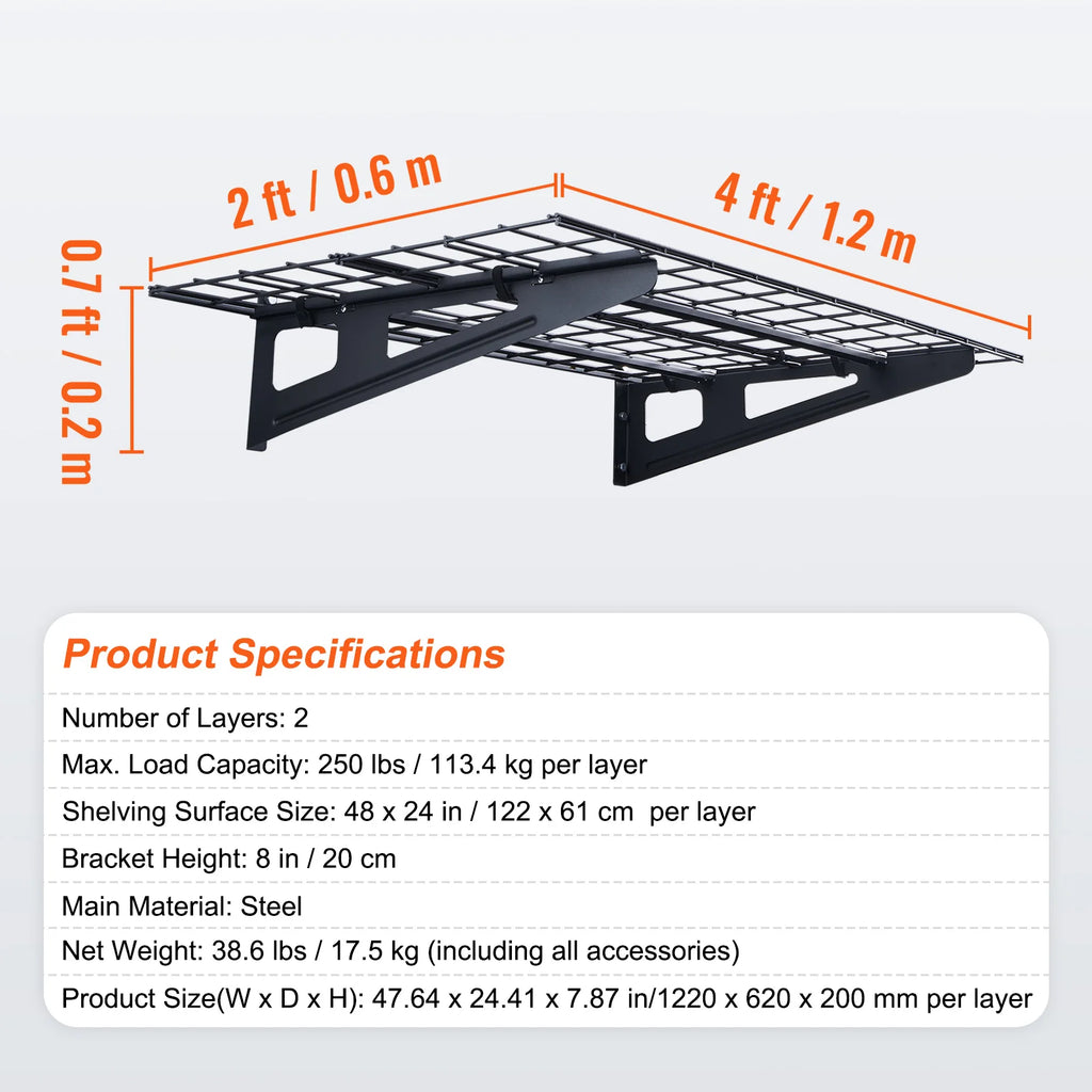 2 Layers Hand Power Tool Organizer Rack Garage Storage Shelving Wall Mounted Workshop Tool Shelf Heavy Duty Holder