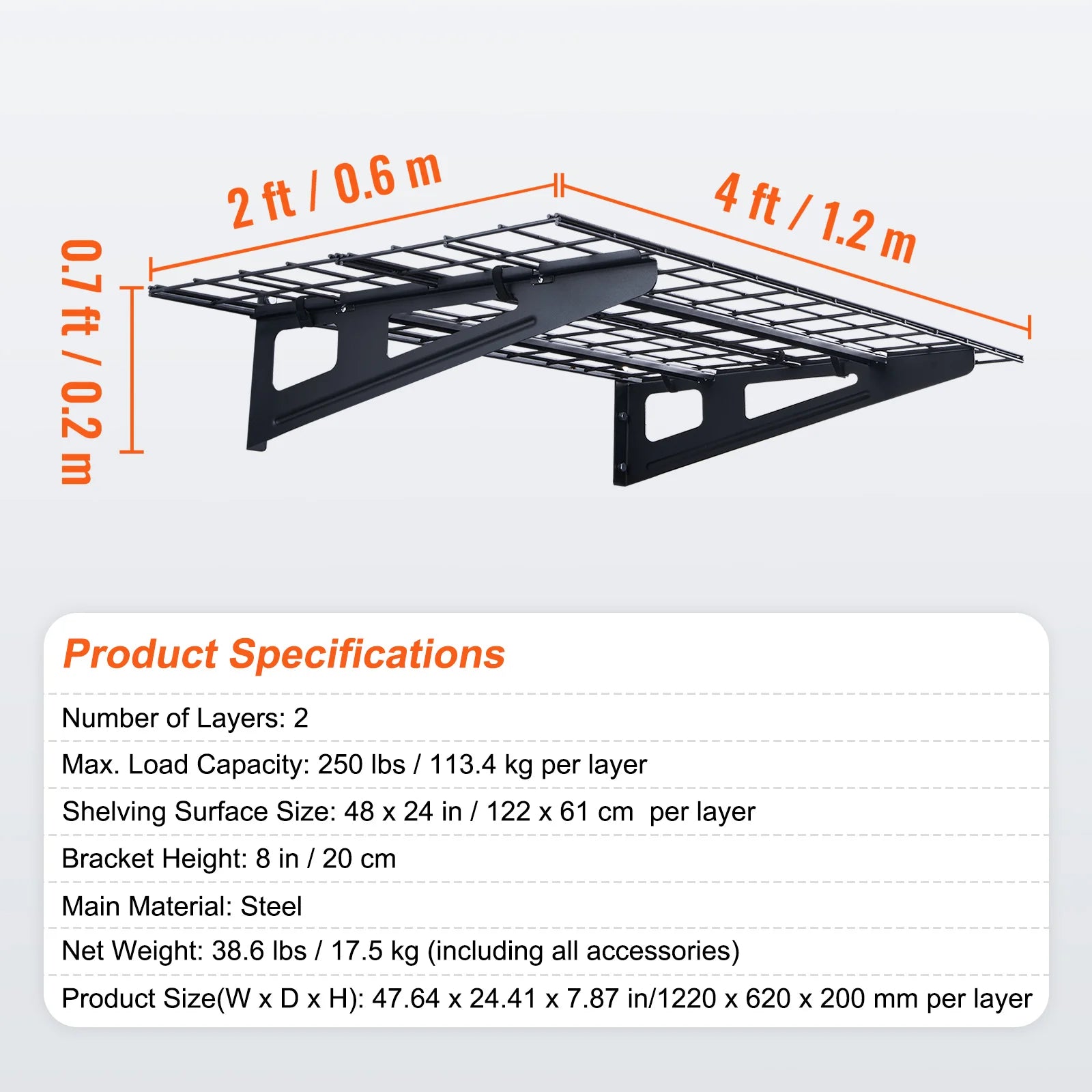 2 Layers Hand Power Tool Organizer Rack Garage Storage Shelving Wall Mounted Workshop Tool Shelf Heavy Duty Holder