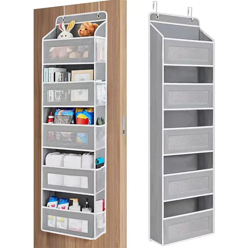 Over Door Organizer, 5-Shelf Hanging Storage w/ 5 Large Pockets, Anti-Tilt 44lb Load for Bedroom, Bathroom, Pantry, Nursery, Bla