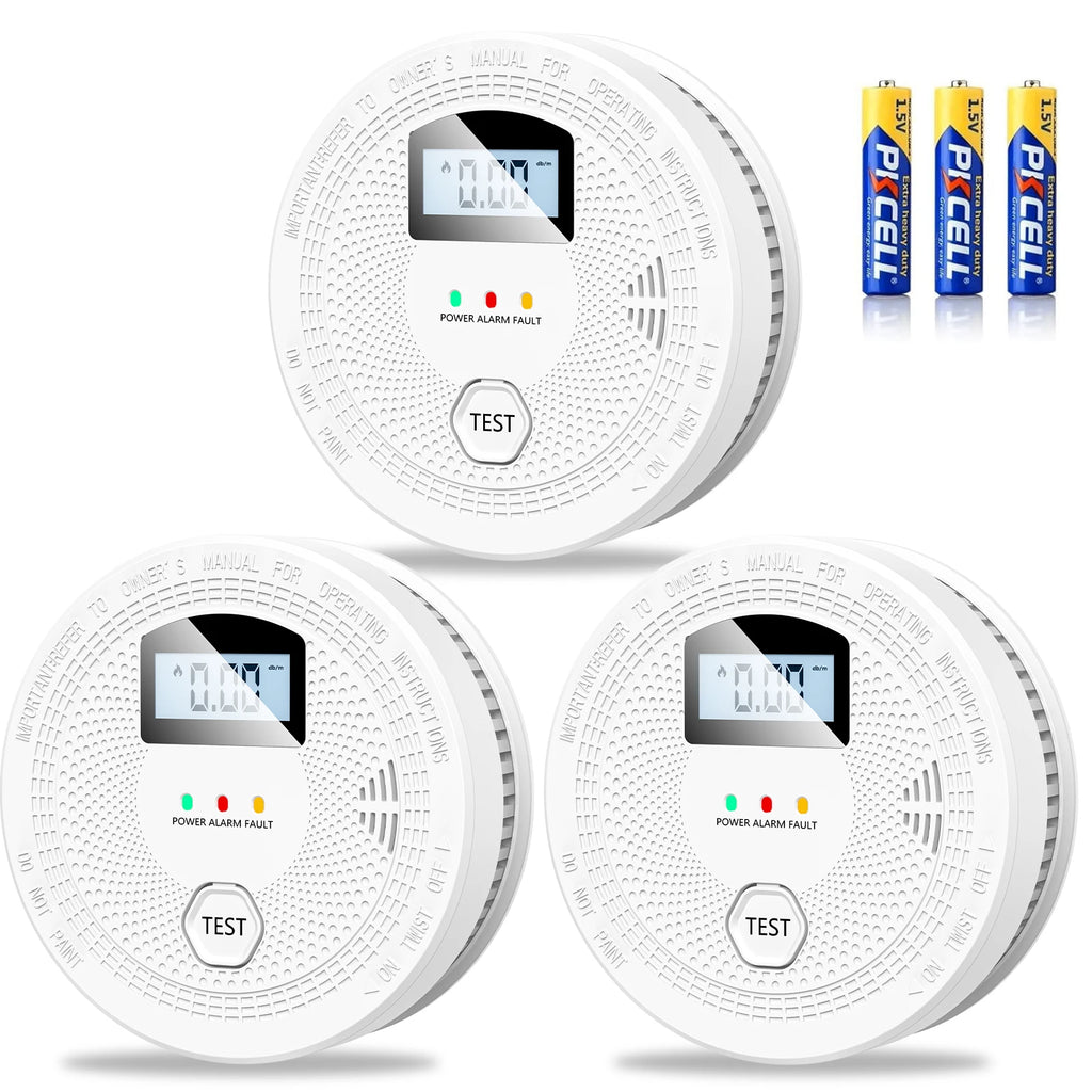 3 pack Smoke Detector and Carbon Monoxide Detector Combo with LED Indicators, 2 in 1 CO & Smoke Alarm, Battery Operated Smoke and Carbon Monoxide detectors 3-Pack