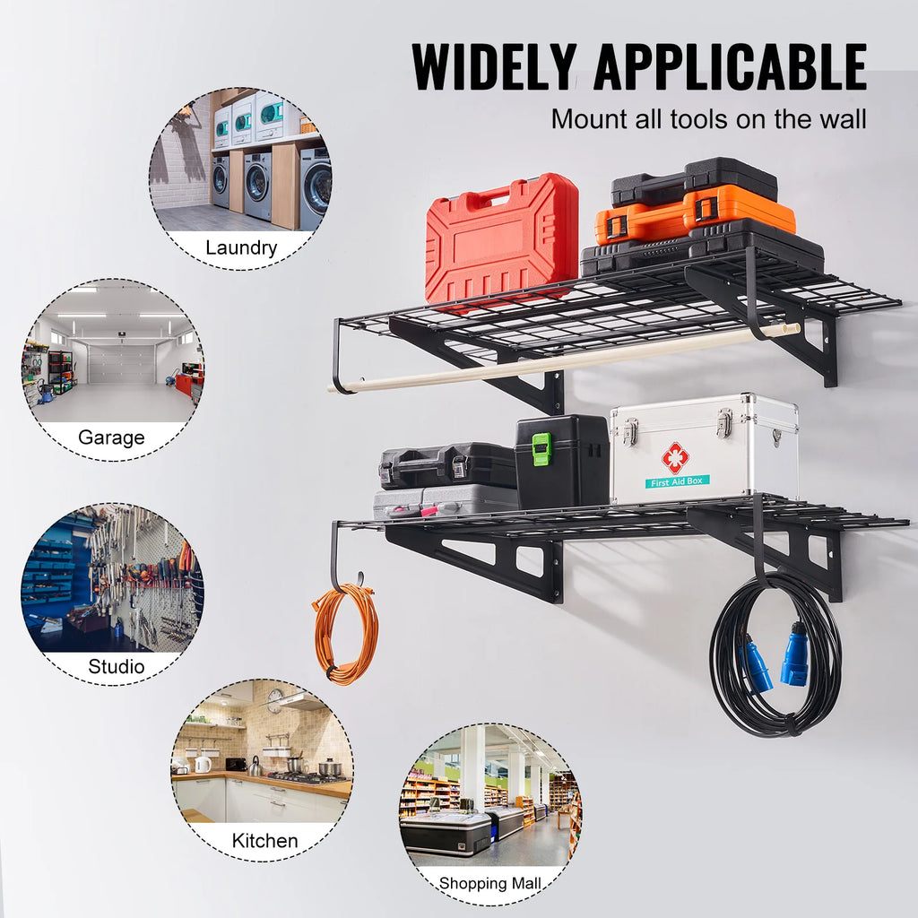 2 Layers Hand Power Tool Organizer Rack Garage Storage Shelving Wall Mounted Workshop Tool Shelf Heavy Duty Holder
