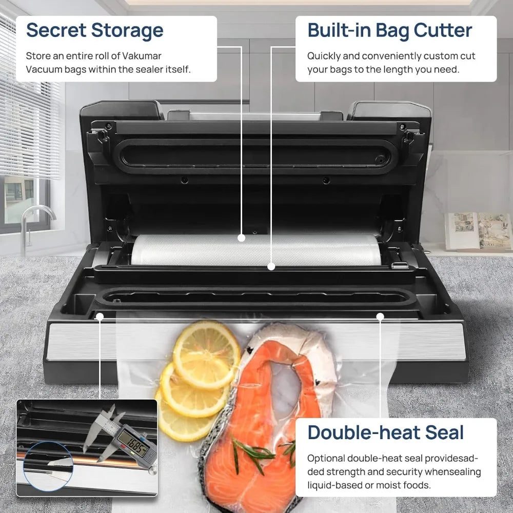Hot Sale,Liquid Vacuum Sealer Machine, 90Kpa, LED Indicator Light, Handle Locked Design, Built-in Cutter And Bag Storage