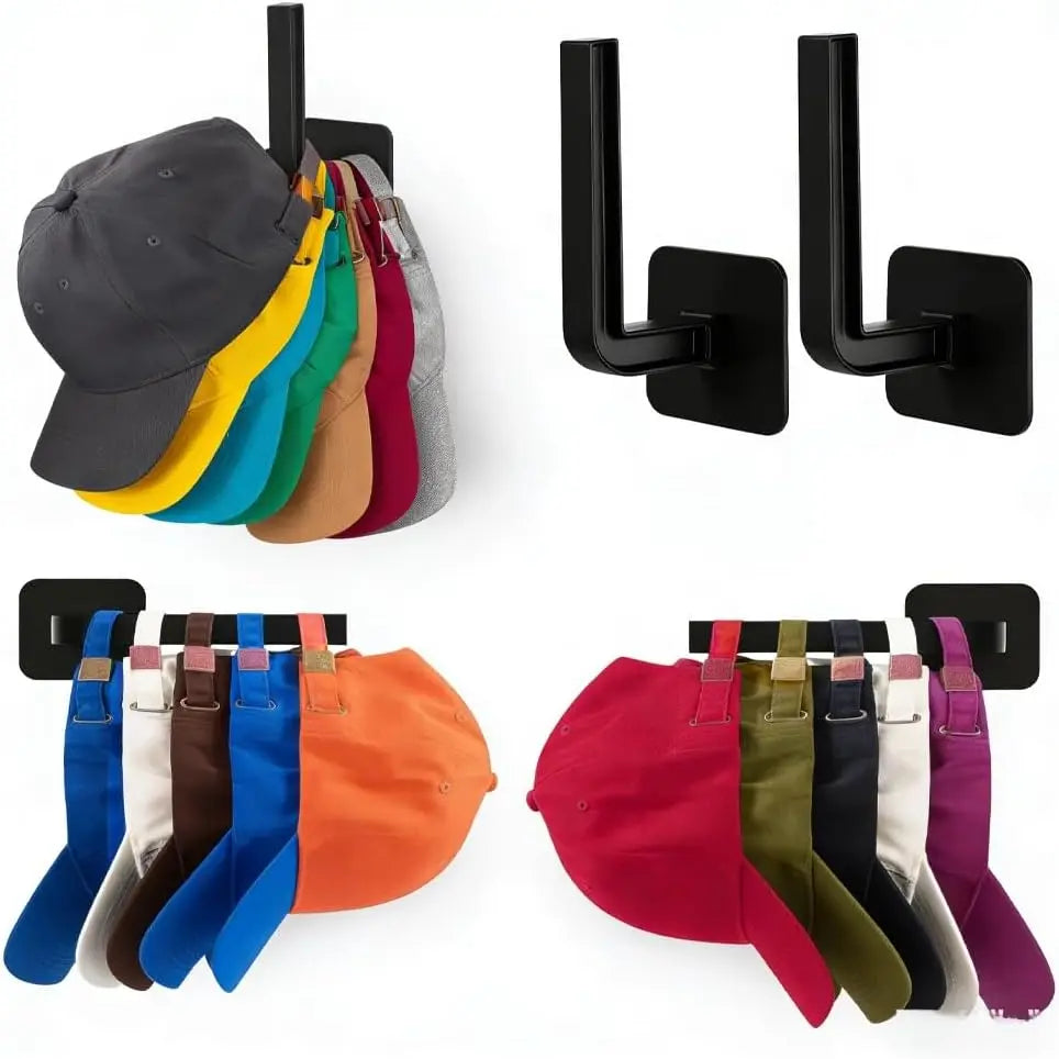 4 Pack Wall Hooks for Hanging Hats Coats Bags Minimalist Wall Mounted Hook Rack for Bedroom Closet Bathroom Office(Black)