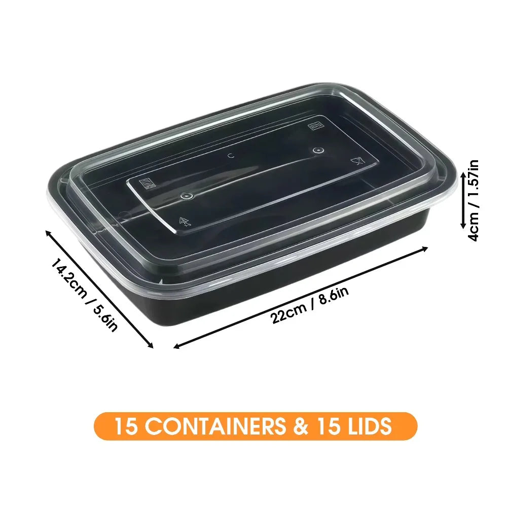 Microwave Safe Disposable Plastic Meal Prep Containers with Lids 30-Piece Set Food Storage Take Out Lunch Boxes To Go