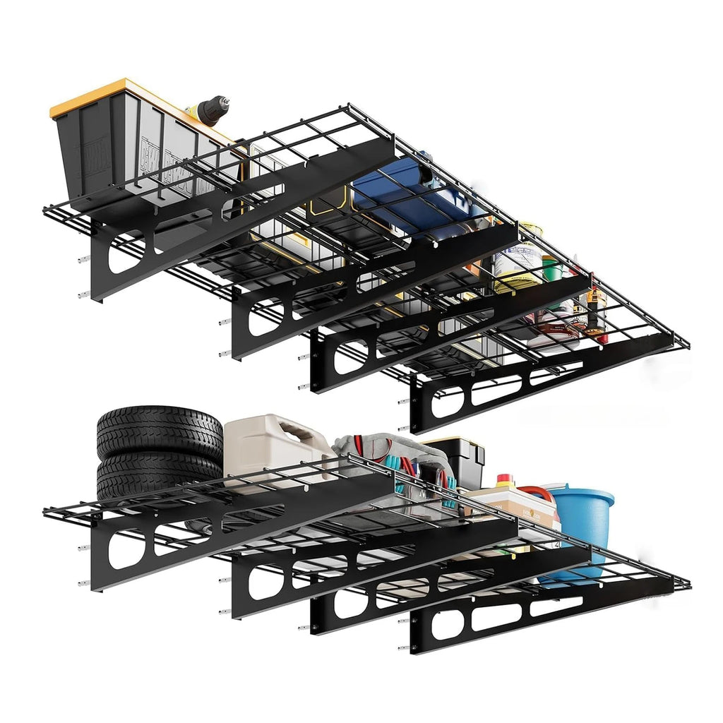 2 Pack 2x6Ft Garage Shelving Wall Mounted,  24"x72" Wall Shelf Garage Storage Rack Floating Shelves for Warehouse, Laundry