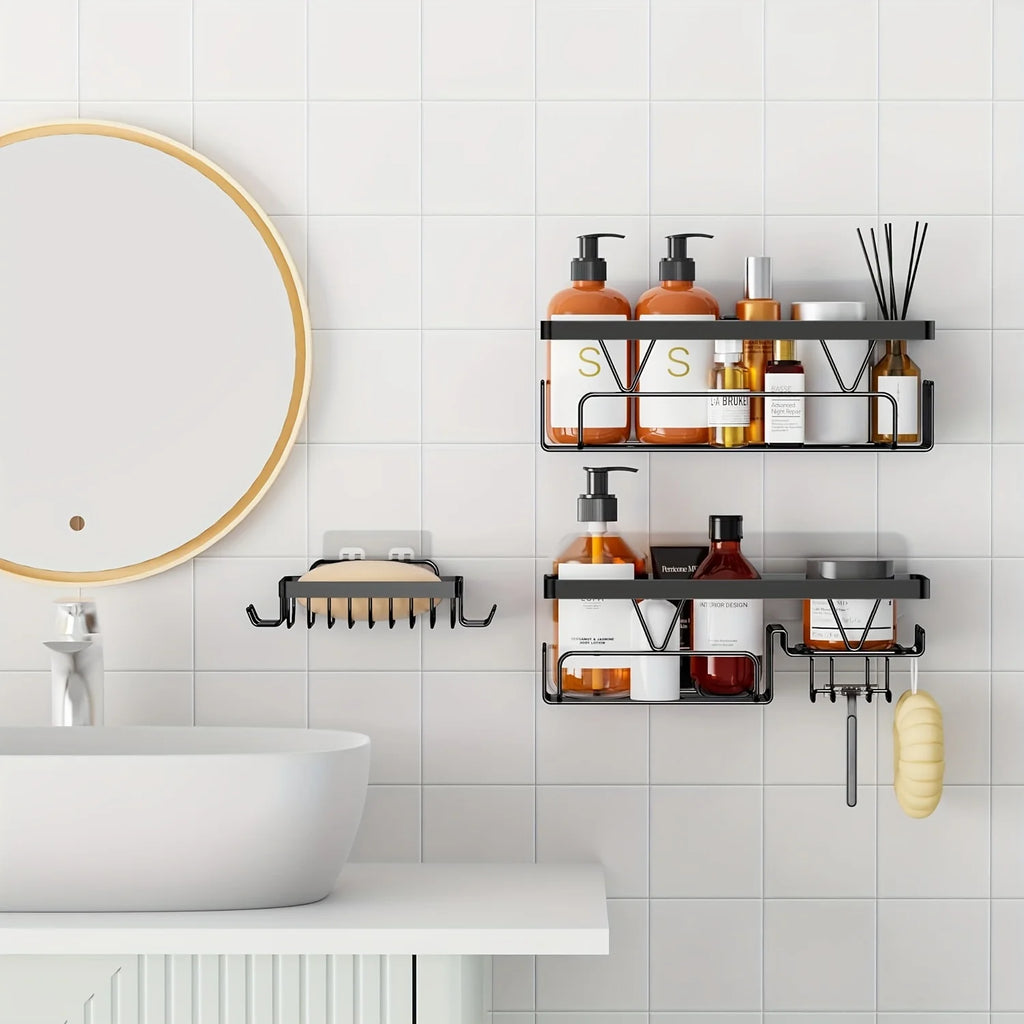 Shower Caddy, 3 Pack Shower Shelves for Inside Bathroom, Rustproof Adhesive Bathroom Organizer with Soap Holder, No Drilling Washroom Organizers and Storage for Bathtub Room/Kitchen/Home