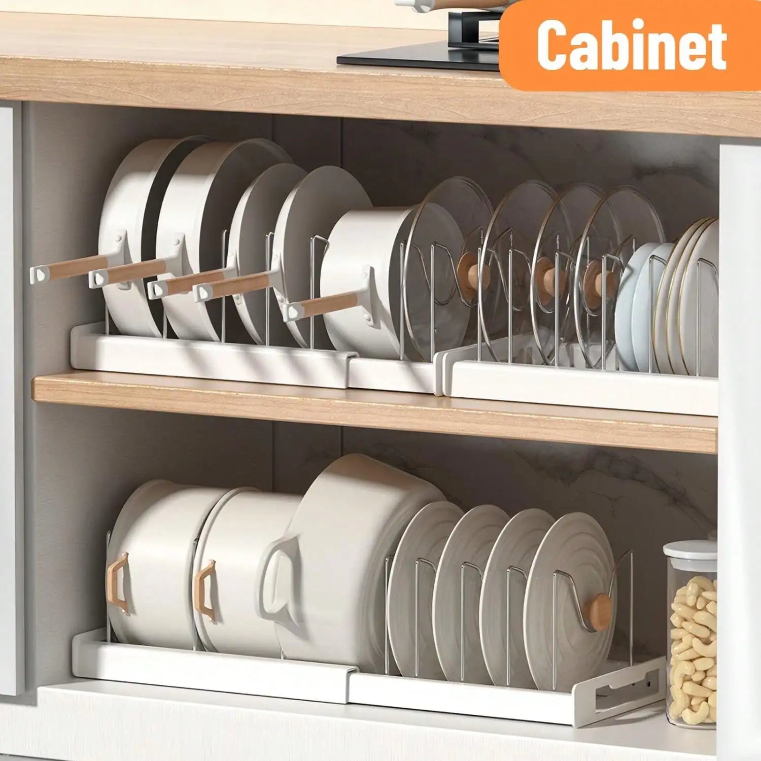 Adjustable Metal Pot Rack Pull-Out Kitchen Organizer for Pots and Pans