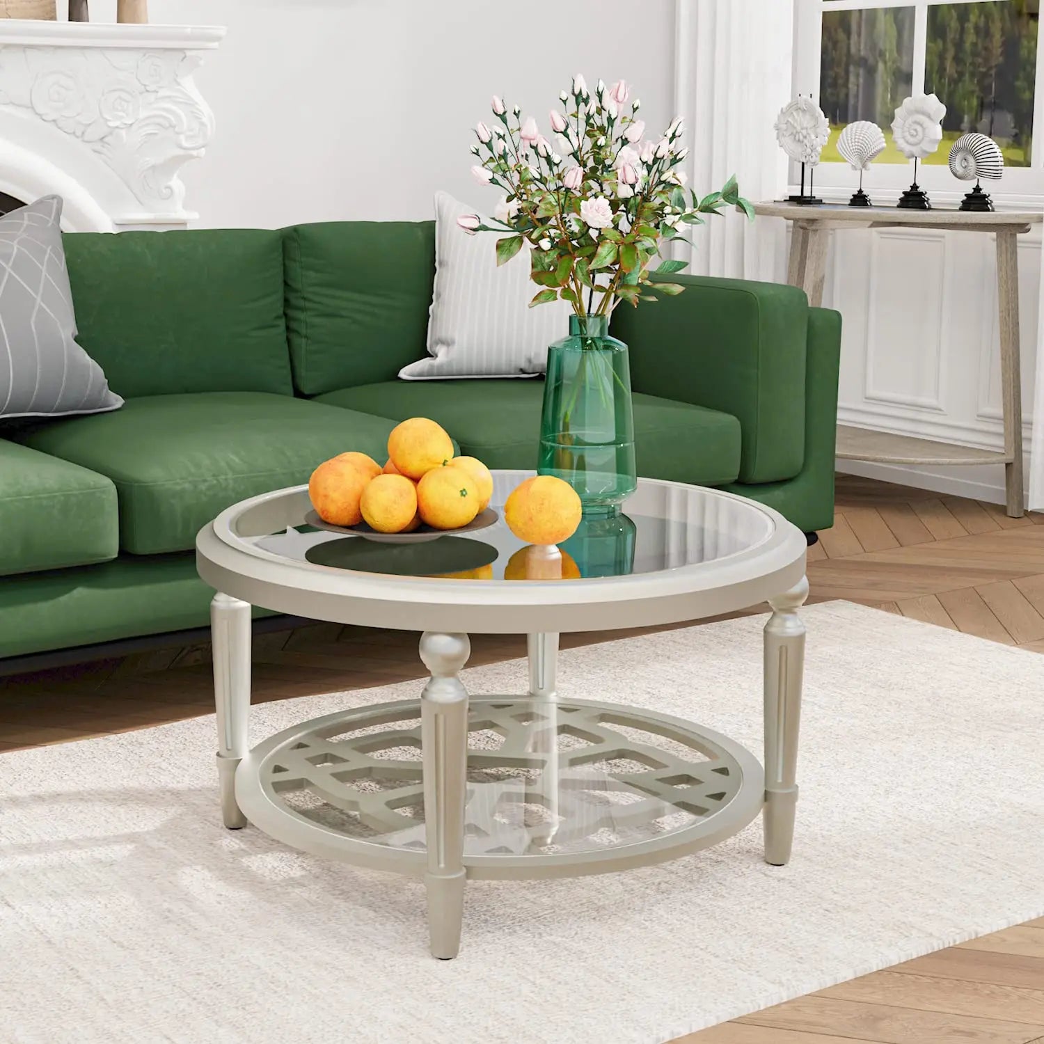 Coffee Table and End Table Sets, Round Marble Modern 3-Piece Living Room Table Set for Office, Living Room, Apartment