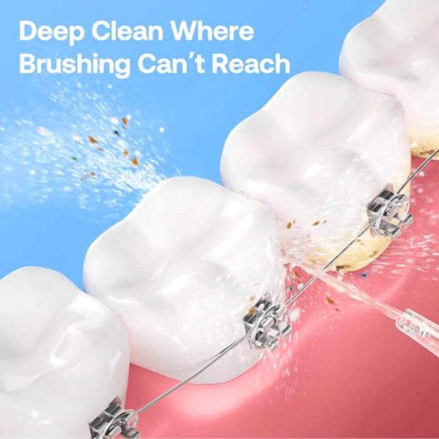 Water Dental Flosser for Teeth, Cordless Water Teeth Cleaner Picks, 3 Modes 5 Intensities, IPX7 Waterproof, Rechargeable Water
