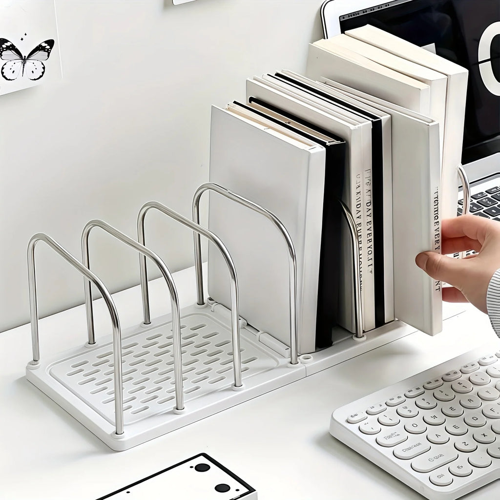 PP Material Desktop Bookshelf | Non-Slip Base  Modern Minimalist Office Desk Organizer Shelf  |  Study Table Storage Rack