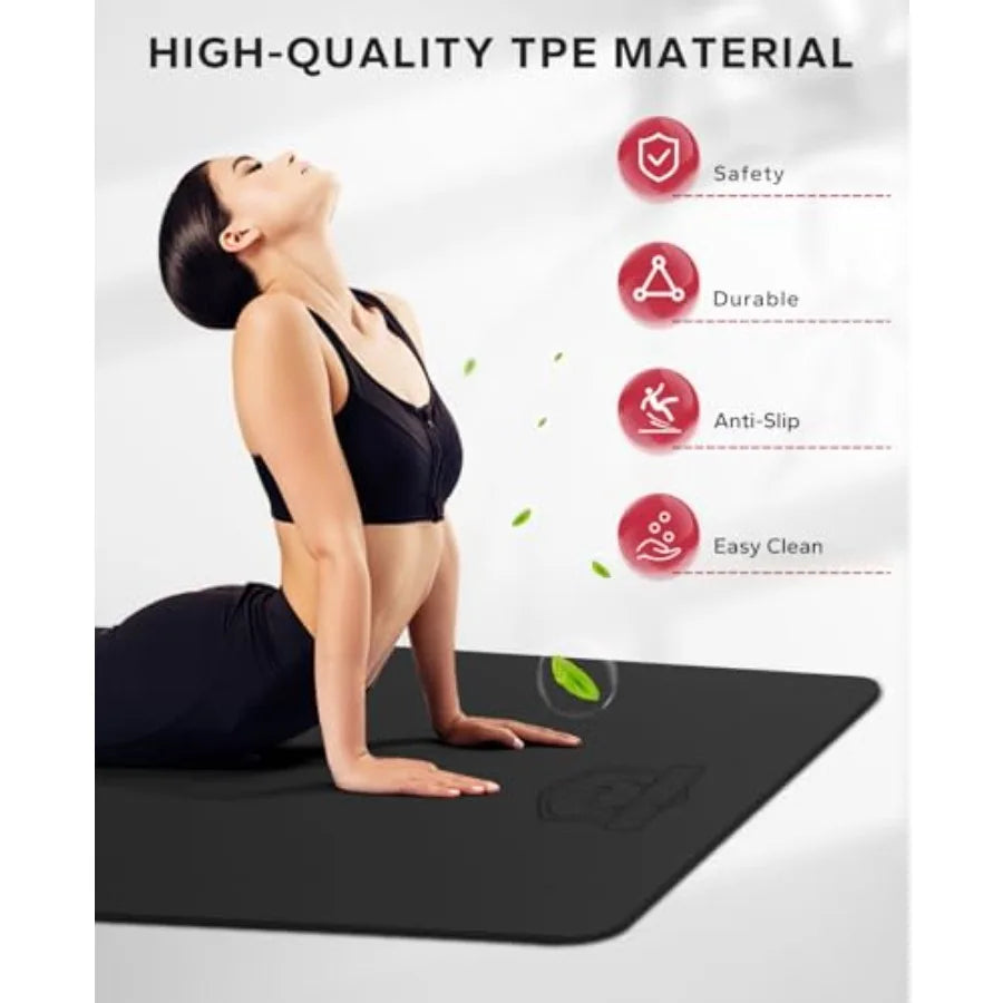 Extra Large Yoga Mat - 72"x48"x6mm 1/4 inch,Non-Slip, Durable, Thick Wide Exercise Mat for Home Workouts, Yoga, Pilates, Stretching