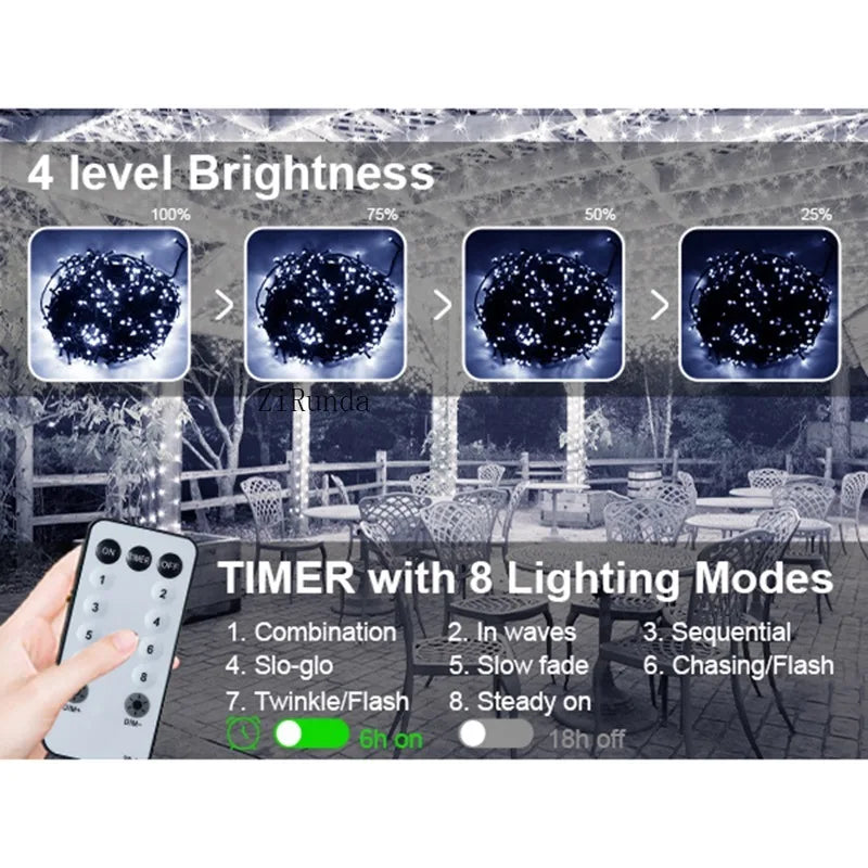 Christmas Lights Outdoor, 197 FT 580 LED Christmas Decorations Lights/Waterproof String Fairy Lights Plug in with 8 Modes and Timer Lights for Door/Yard/Party/Christmas Decor