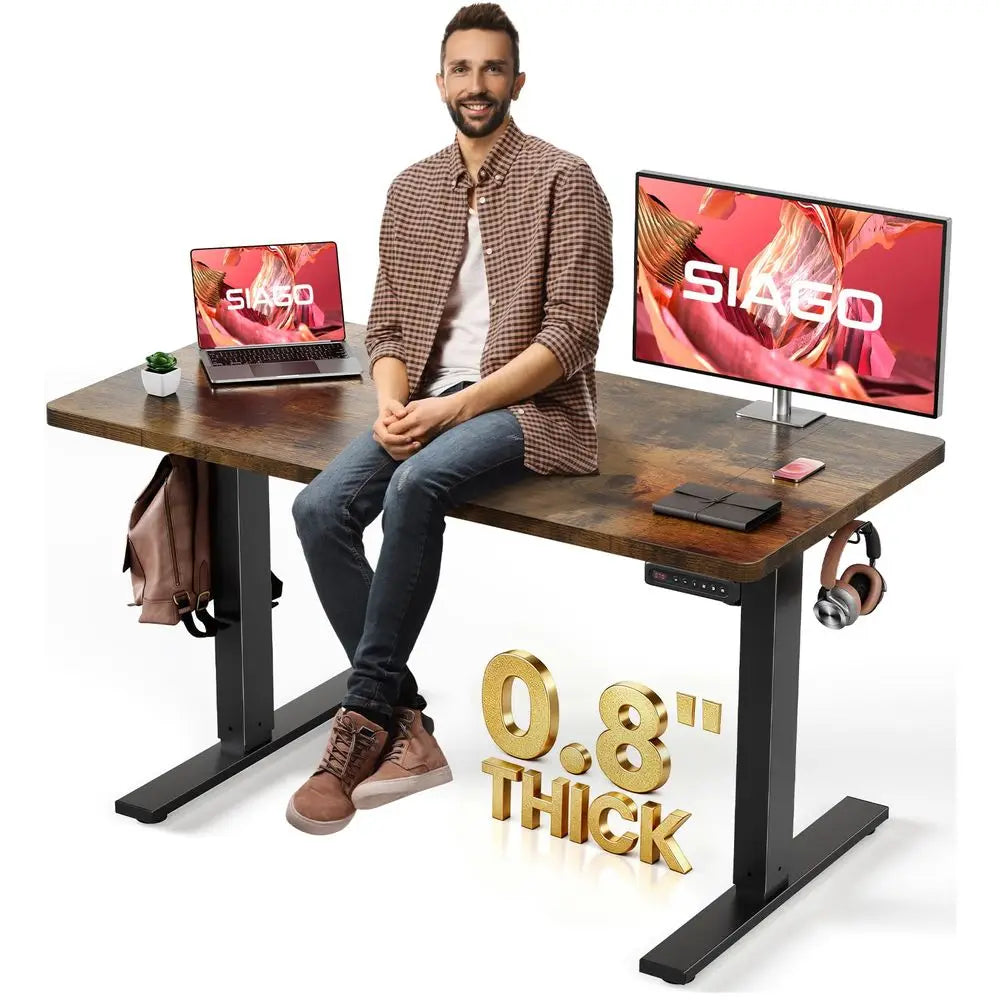 Electric Standing Desk Adjustable 48 x 24 Inch Sit Stand up Desk with 0.8 Inch Thick Tabletop Adjustable Height Table with 3 Me
