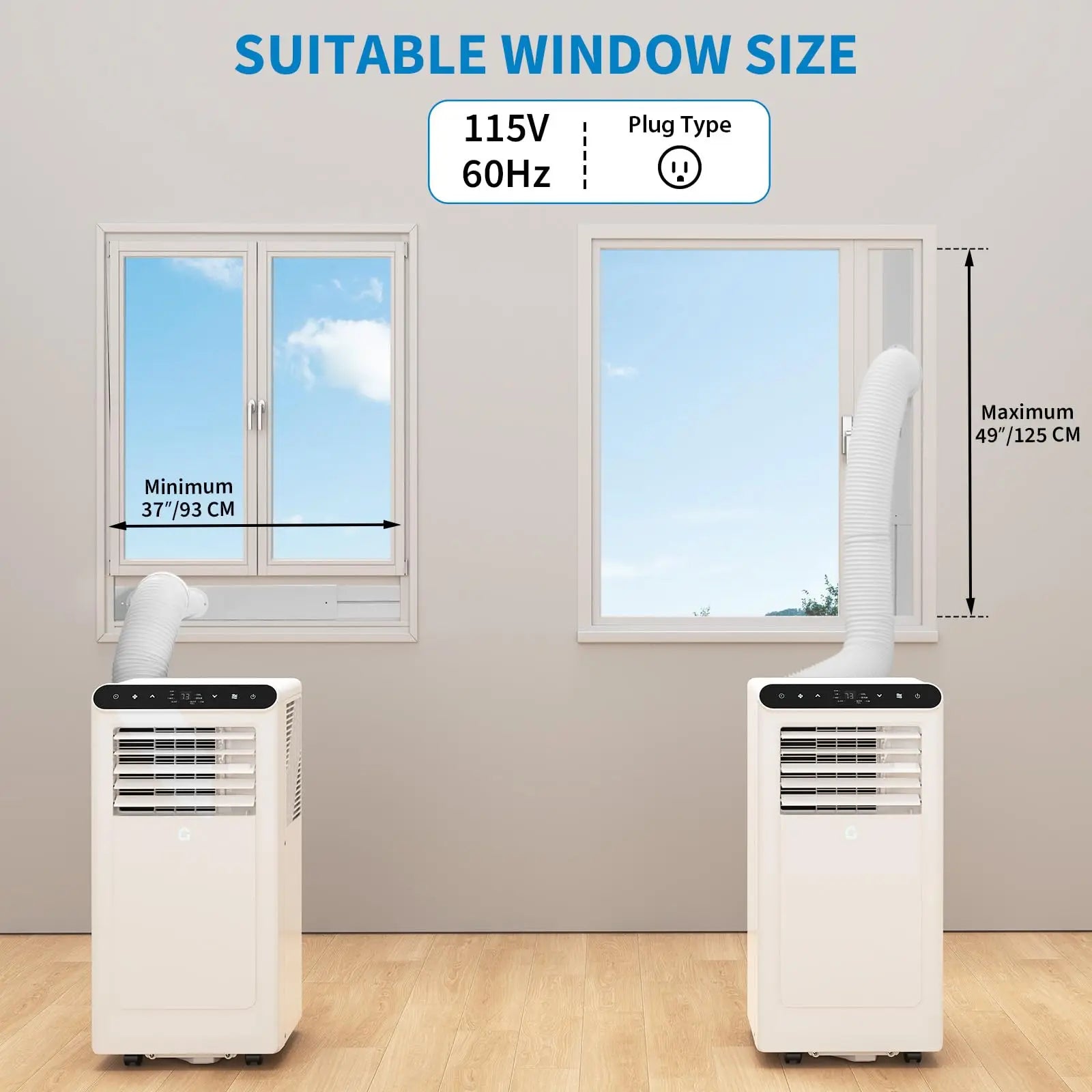 8000 BTU Portable Air Conditioners, 3 in 1 Smart Compact AC Unit, Personal Room Cooler, fan, Dehumidifier, Window Kit, Easy Mobility, for Home & Office up to 350 Sq.Ft.