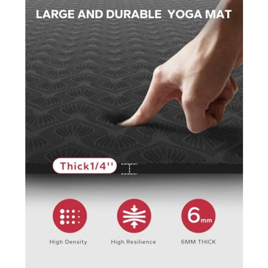 Extra Large Yoga Mat - 72"x48"x6mm 1/4 inch,Non-Slip, Durable, Thick Wide Exercise Mat for Home Workouts, Yoga, Pilates, Stretching