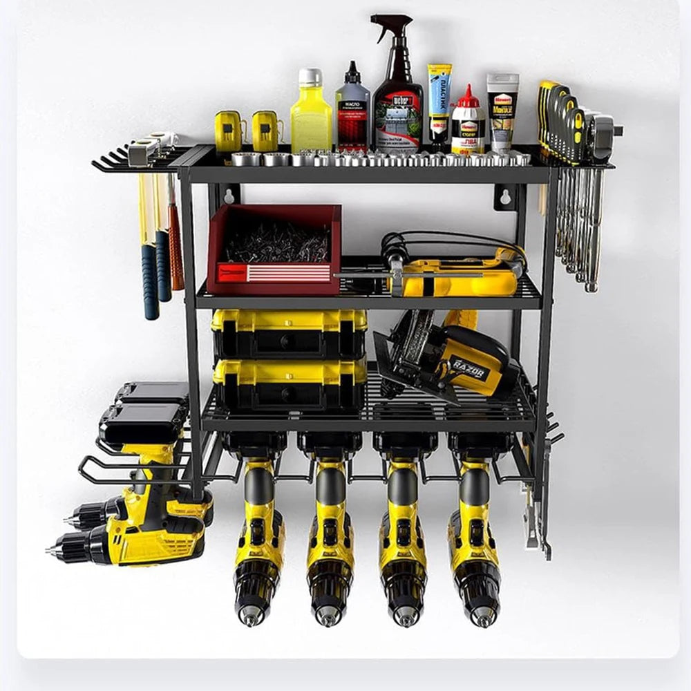 4 Layer Wall Mounted Heavy Duty Garage Tool Organizers and Storage Rack Metal Tool Organizer for Garage Workshop