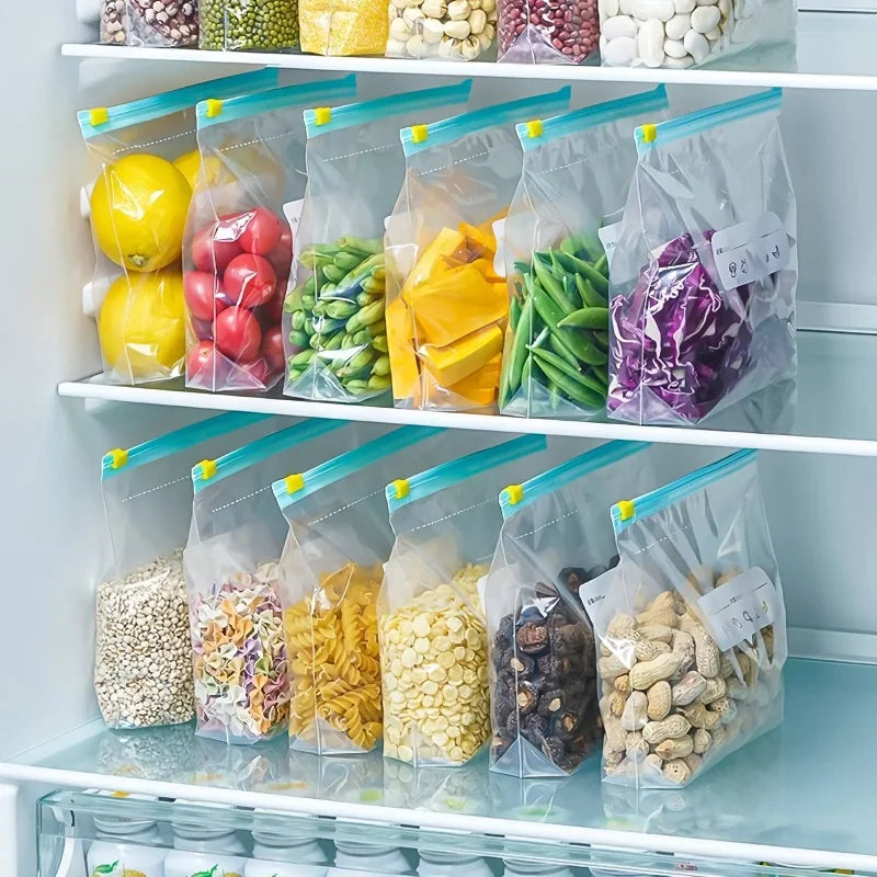 60 Pcs Leak-proof Reusable Safety Ziplock Bags, 3 Sizes for Food Storage and Multiple Scenarios，Leakproof Material for Kitchen Organization，Transparent Fresh-Keeping Sealable Bags, Reusable, with a Stand-Up Zipper Design