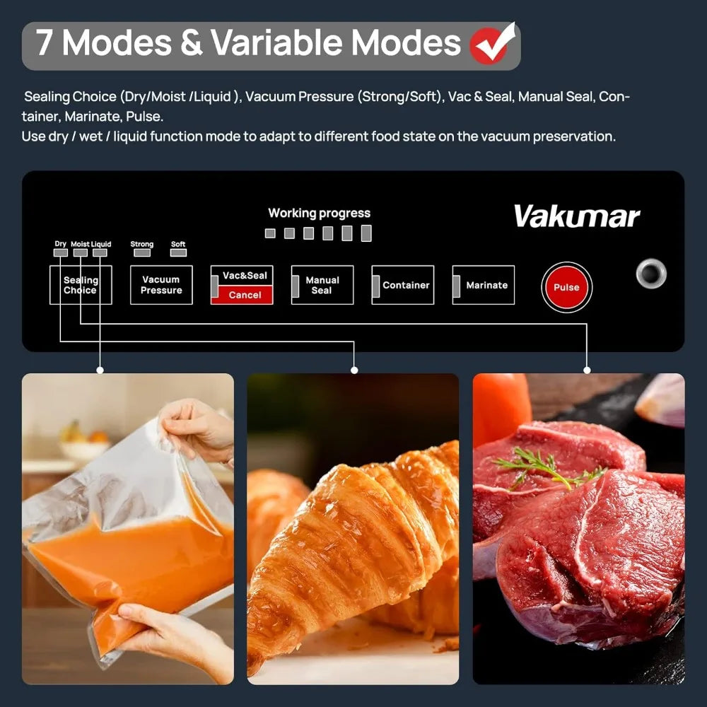 Hot Sale,Liquid Vacuum Sealer Machine, 90Kpa, LED Indicator Light, Handle Locked Design, Built-in Cutter And Bag Storage
