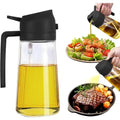 Premium Glass Oil Mister Sprayer Bottle for Kitchen Cooking and Baking 16oz Leak Proof Olive Oil Dispenser with Refillable Brush Perfect for Air Fryer Roasting Grilling BBQ Salad Dressing and Healthy Low Fat Frying High