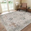 5X7 Area Rugs for Living Room, Machine Washable Non Slip Vintage Rugs, Low Pile Lightweight Chenille Print Rug for Bedroom,