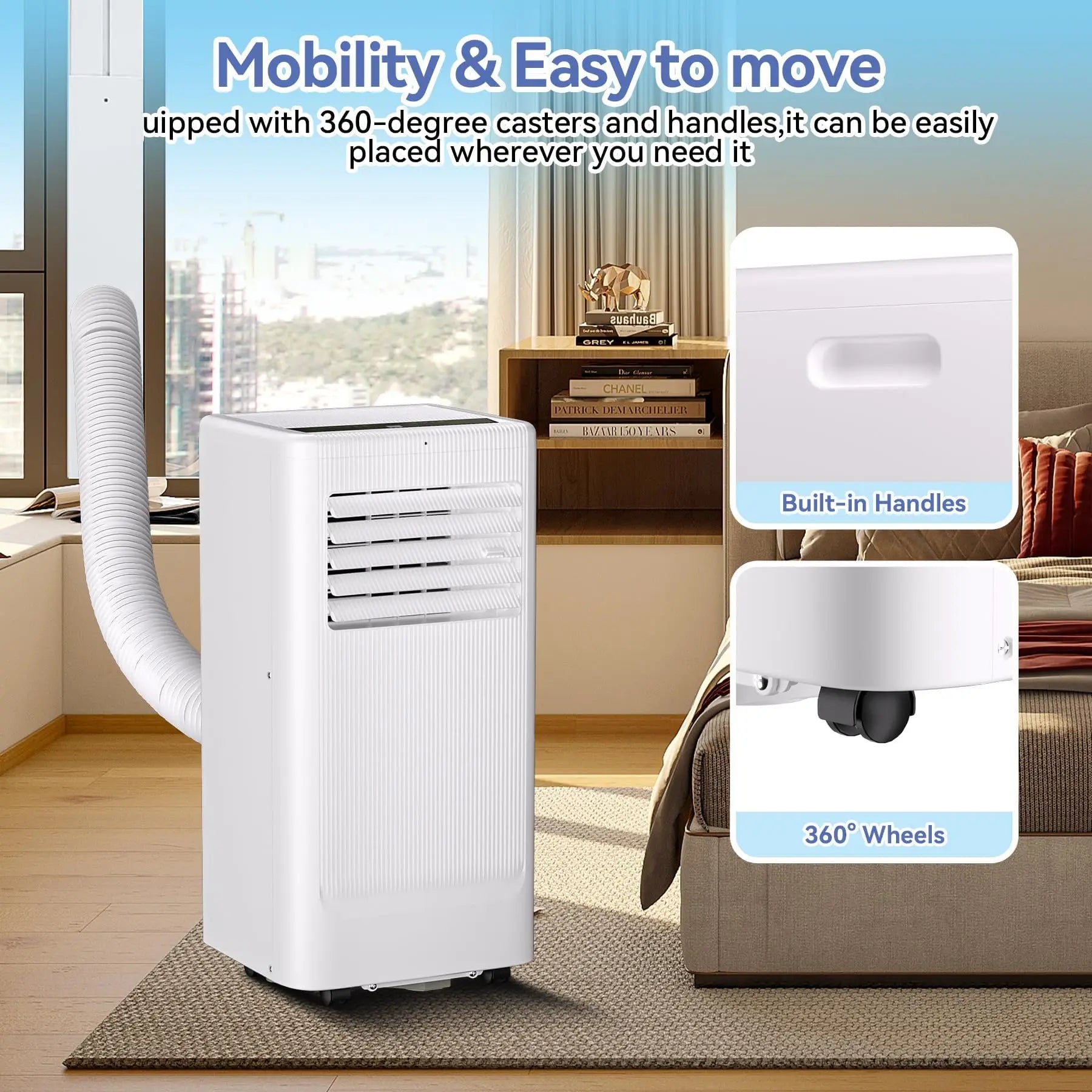 10000 BTU Portable Air Conditioner, 3-In-1 Standing AC Unit With Remote Control and Window Kit, Quiet Room Air Conditioner With Dehumidifier, for Home Office Dorms, Up to 560 Sq. Ft. White